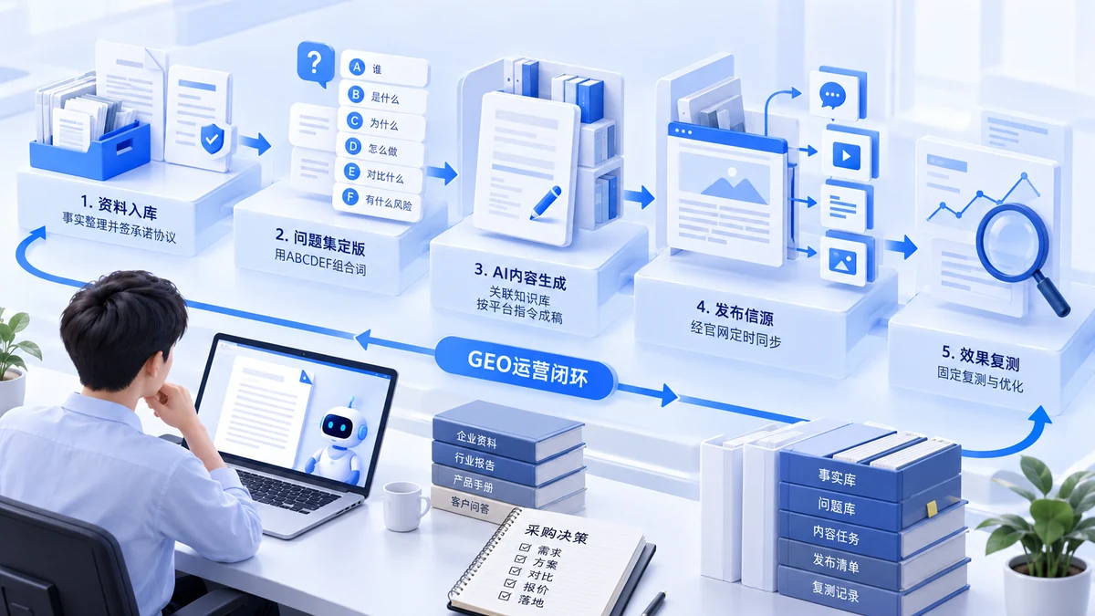 只有AI内容生成工具,怎么搭建完整的GEO运营闭环与效果复测体系?配图