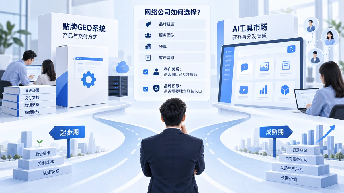 贴牌GEO系统与AI工具市场，网络公司如何根据业务阶段选择？配图