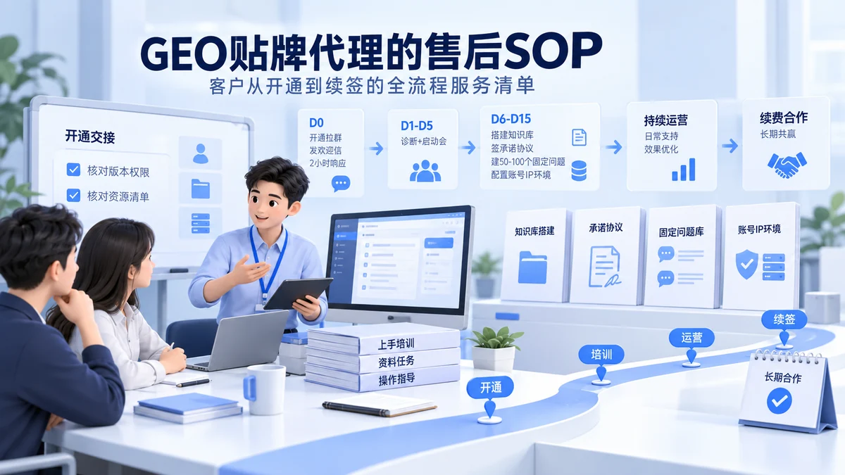 GEO贴牌代理的售后SOP：客户从开通到续签的全流程服务清单配图
