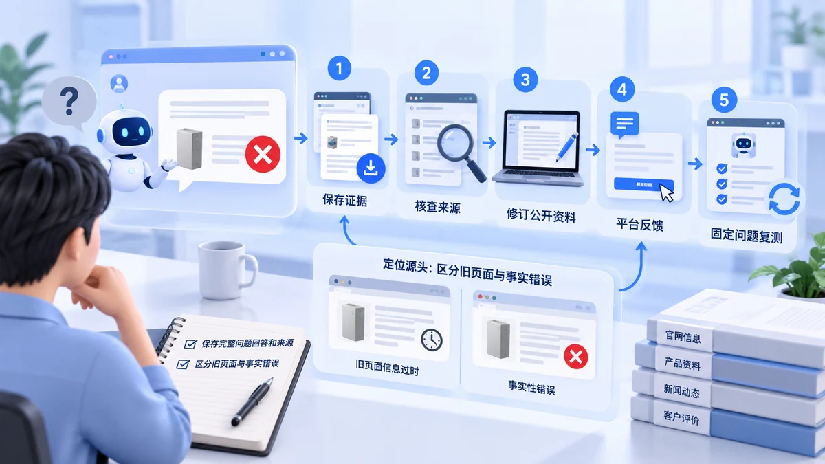 AI乱回答品牌信息怎么办？错误回答的核查、来源修正与反馈路径配图