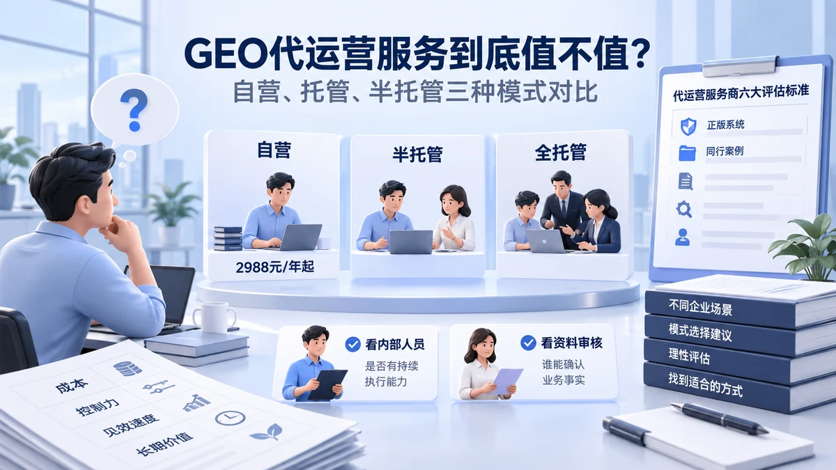 GEO代运营服务到底值不值?自营、托管、半托管三种模式对比配图